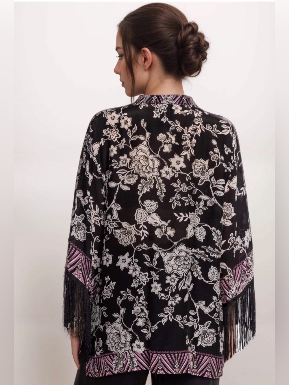 Johnny Was Black Edina Fringe Blouse XLarge - Picture 4 of 13